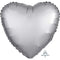 Silver Satin Finish Heart Foil Balloon - 18