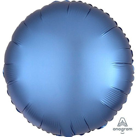 Azure Blue Satin Finish Round Foil Balloon - 18