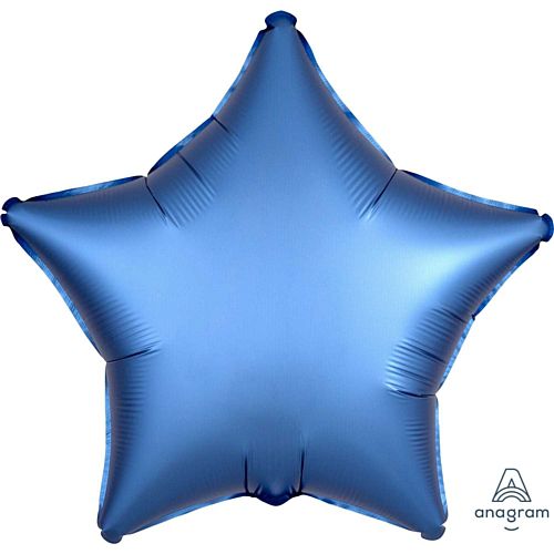 Azure Blue Satin Finish Star Foil Balloon - 18"