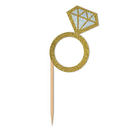 Diamond Ring Cupcake Toppers - 7.6cm - Pack of 24