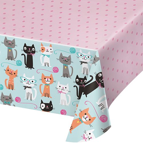 Purrfect Party Cat Plastic Tablecloth - 2.59m