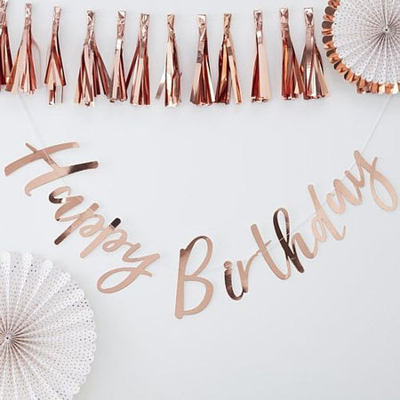 Rose Gold Happy Birthday Bunting - 1.5m