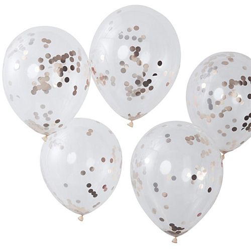 Rose Gold Confetti Balloons - 11" - Pack of 5