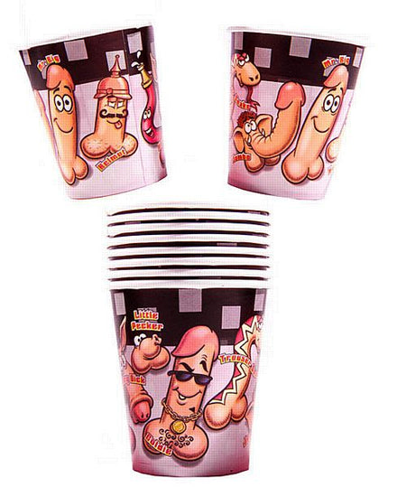 Hen Party Funny Willy Design Paper Cups - 9oz - Pack of 10