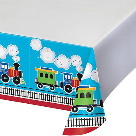 Toy Train Plastic Tablecloth - 137cm x 213cm