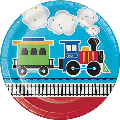 Toy Train Plates - 23cm - Pack of 8