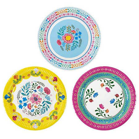 Boho Floral Plates - 23cm - Pack of 12