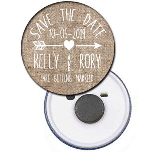 Personalised Save The Date Rustic Magnet - 58mm