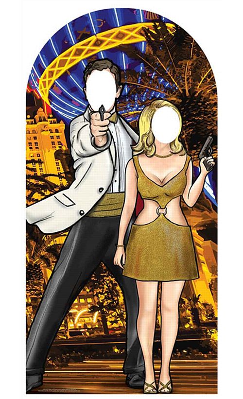 Black and Gold Secret Agent Stand-In Cardboard Cutout - 1.93m