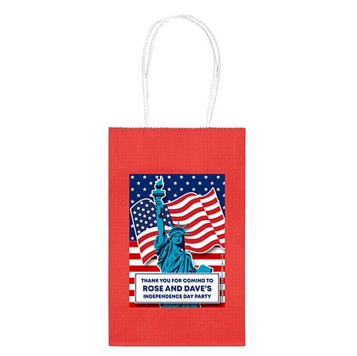 Personalised American Flag Statue of Liberty Paper Party Bags - Pack of 4