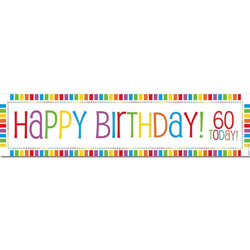 Rainbow Celebration Happy Birthday 60 Today Banner - 1.2m