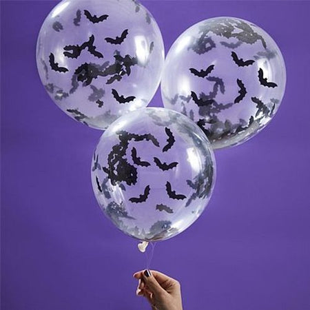 Bat Shaped Confetti Balloons - Pack of 5