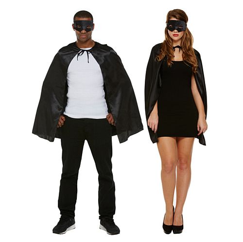 Adults' Superhero Costume Kit - Black Mask & Cape - Unisex