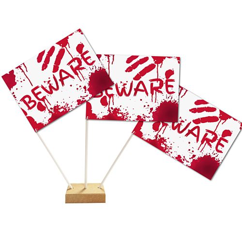 Bloody Halloween Paper Table Flags 15cm on 30cm Pole