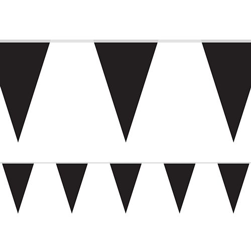Black Fabric Pennant Bunting - 24 Flags - 8m