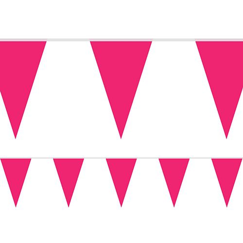 Cerise Fabric Pennant Bunting - 24 Flags - 8m