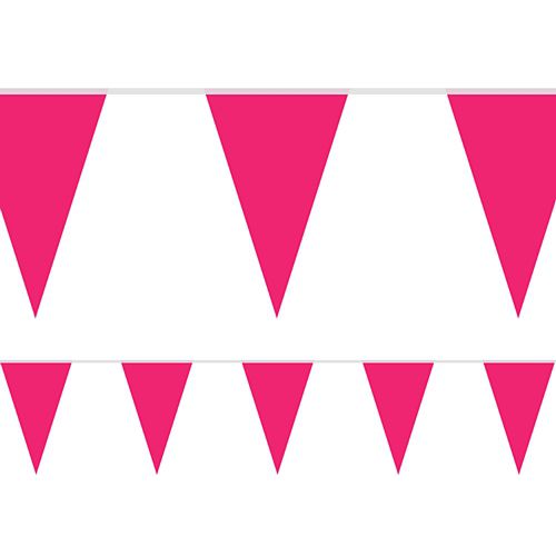 Cerise Fabric Pennant Bunting - 24 Flags - 8m