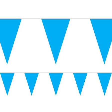 Light Blue Fabric Pennant Bunting - 24 Flags - 8m