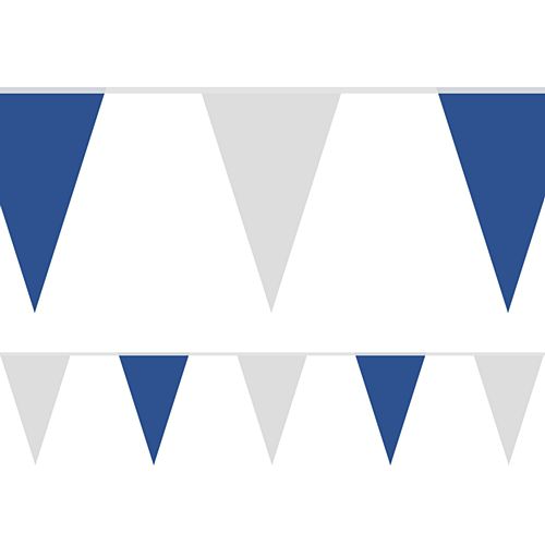 Blue and White Fabric Pennant Bunting - 24 Flags - 8m
