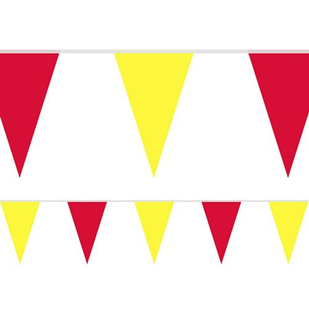 Yellow and Red Fabric Pennant Bunting - 24 Flags - 8m
