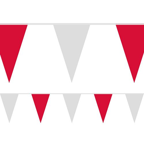 Red and White Fabric Pennant Bunting - 24 Flags - 8m