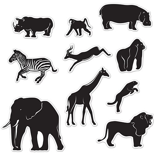 Jungle Animal Silhouettes - 39cm - Pack of 10