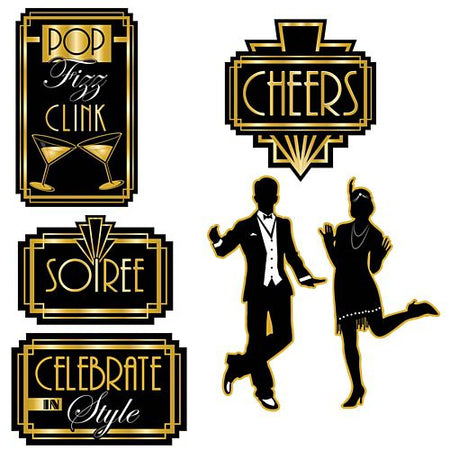 Great Gatsby 1920's Cutouts - 41cm - Pack of 6