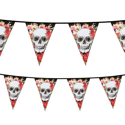Floral Day of the Dead Plastic Bunting - 6m