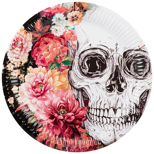 Floral Day of the Dead Plates - 23cm - Pack of 10