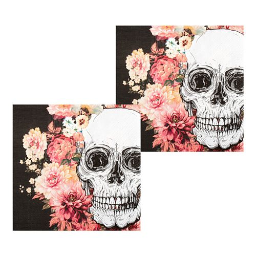 Floral Day of the Dead Napkins - 33cm - Pack of 20