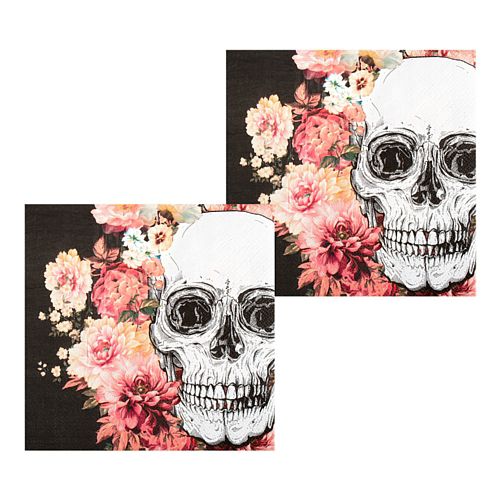 Floral Day of the Dead Napkins - 33cm - Pack of 20