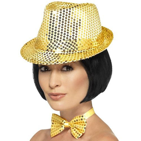 Gold Sequin Trilby Hat