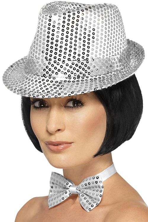 Silver Sequin Trilby Hat