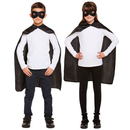 Children's Superhero Costume Kit - Black Mask & Cape