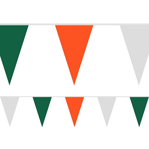 Orange, White and Green Fabric Pennant Bunting - 24 Flags - 8m