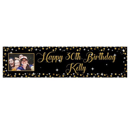 Gold Sparkle Personalised Photo Banner - 1.2m