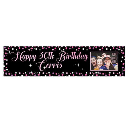 Pink Sparkle Personalsed Photo Banner - 1.2m