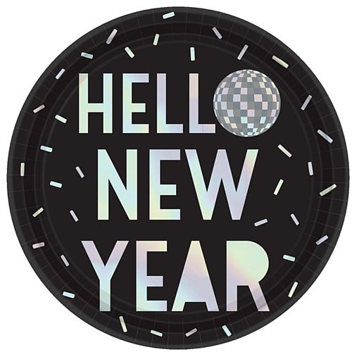Disco Ball Drop New Year Paper Plates - 23cm - Pack of 8