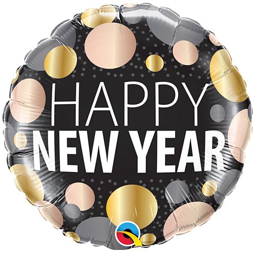 New Year Metallic Dots Foil Balloon - 18"