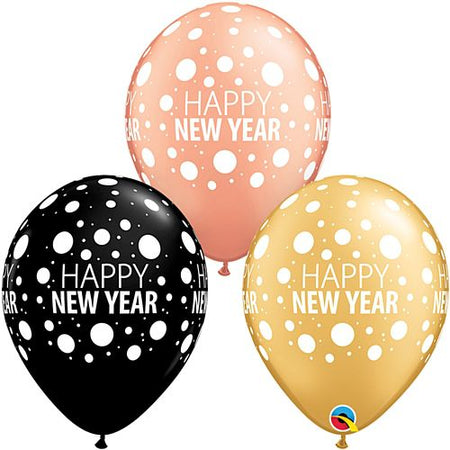 New Year Black, Rose Gold and Gold Latex Balloons - 11
