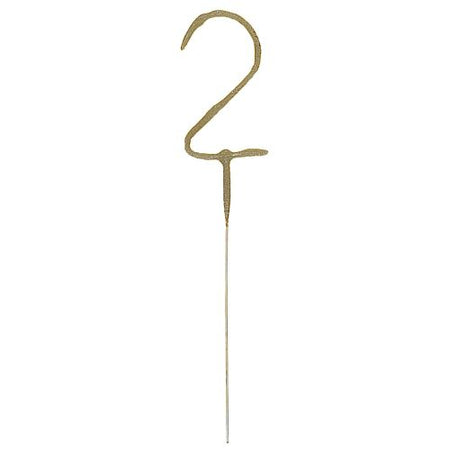 Gold Number 2 Party Sparkler - 17.8cm