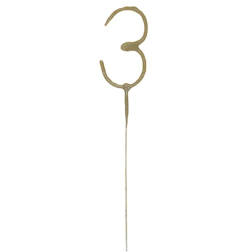 Gold Number 3 Party Sparkler - 17.8cm