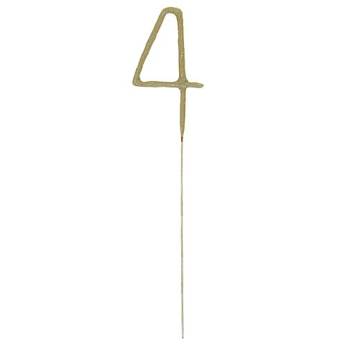Gold Number 4 Party Sparkler - 17.8cm