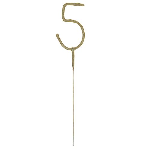 Gold Number 5 Party Sparkler - 17.8cm