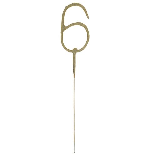 Gold Number 6 Party Sparkler - 17.8cm