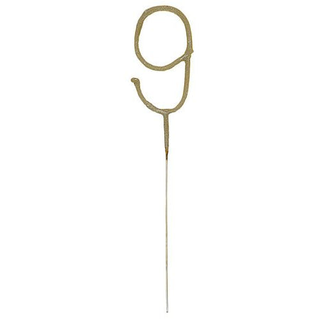 Gold Number 9 Party Sparkler - 17.8cm