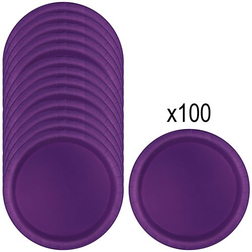 Purple Paper Plates - 23cm - Pack of 100