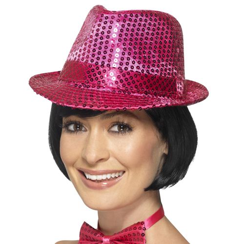 Pink Sequin Trilby Hat