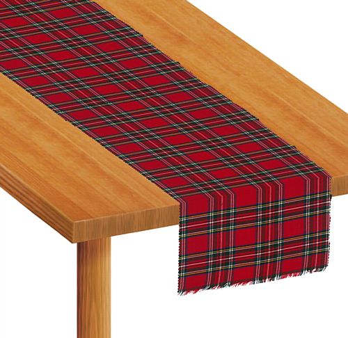 Red Tartan Fabric Table Runner - 1.5m