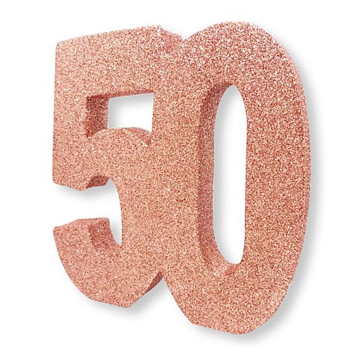 Rose Gold Glitter Number 50 Table Decoration - 20cm